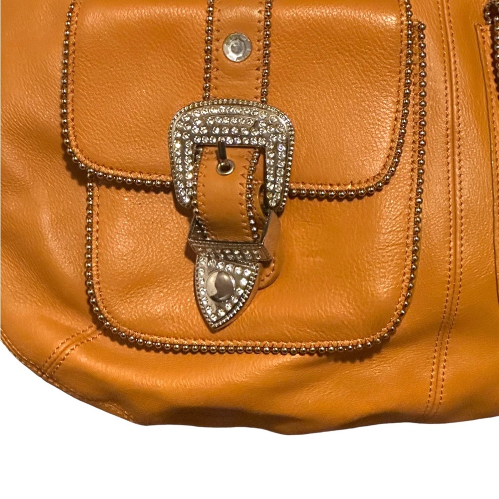 Vintage Hobo Crossbody Saddle Bag / Purse with Rhinestones Luck & Charm - Picture 5 of 14
